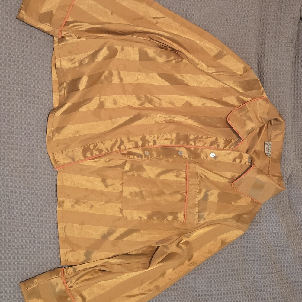 Free People Gold Satin Shirt